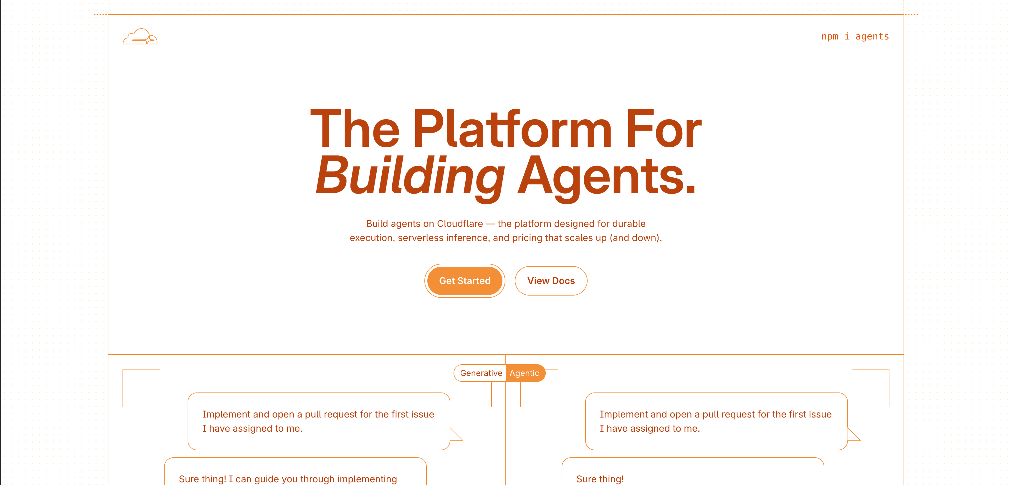 Cloudflare Agents landing page