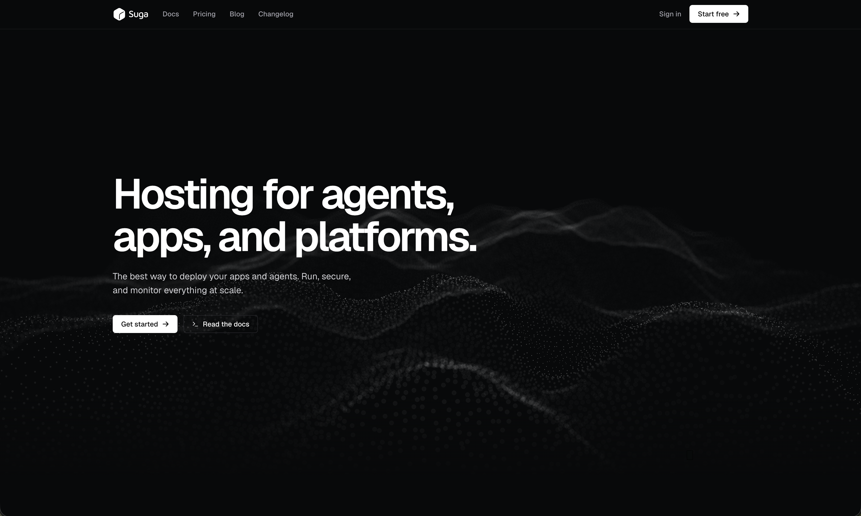Suga landing page hero