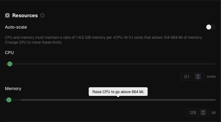The memory slider with its blocked range shaded and a tooltip explaining it